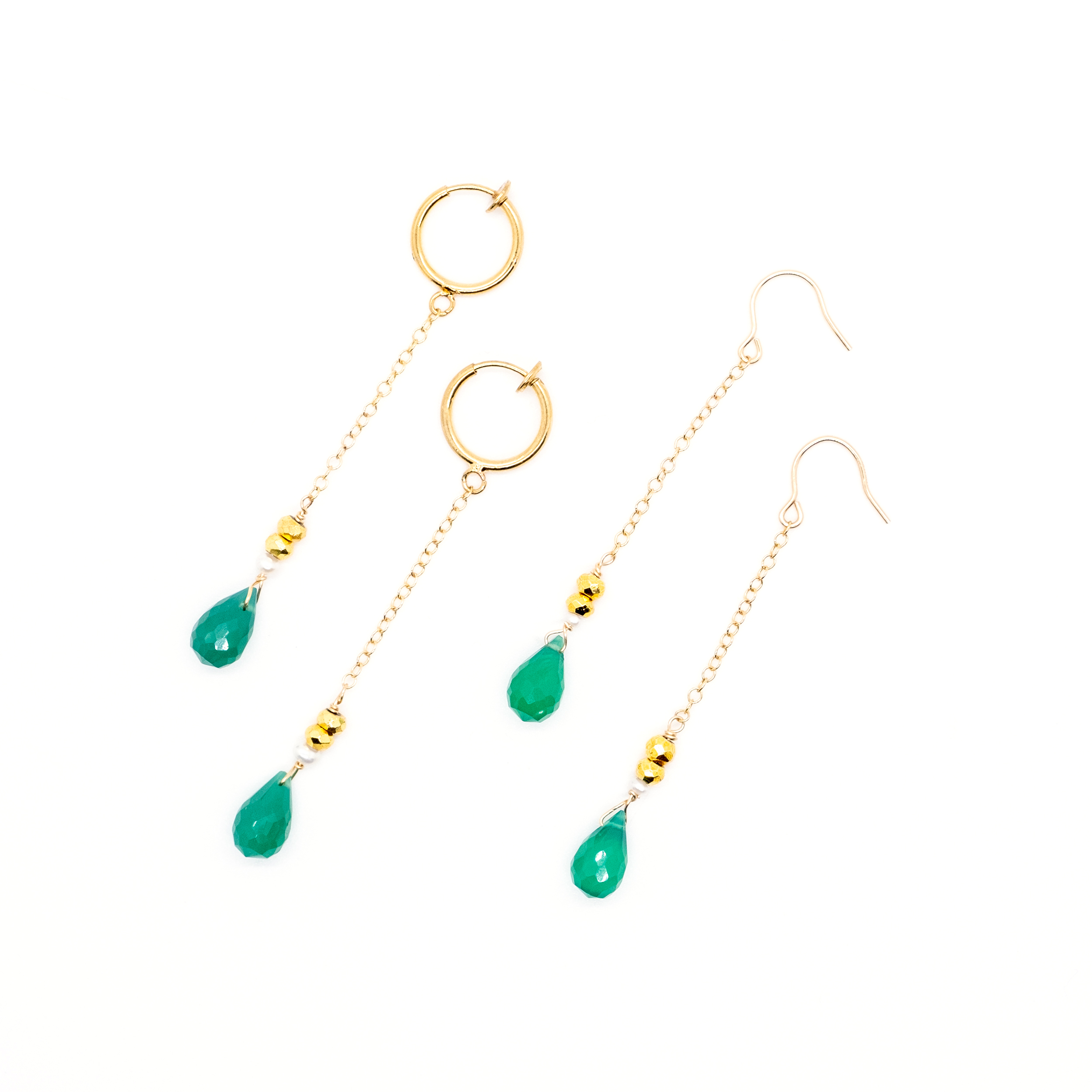 Chain Drop Earrings (Green Onyx)7