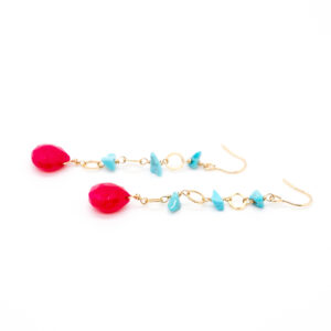 CHAIN DROP EARRINGS *PINK CHALCEDONY* - Image 2