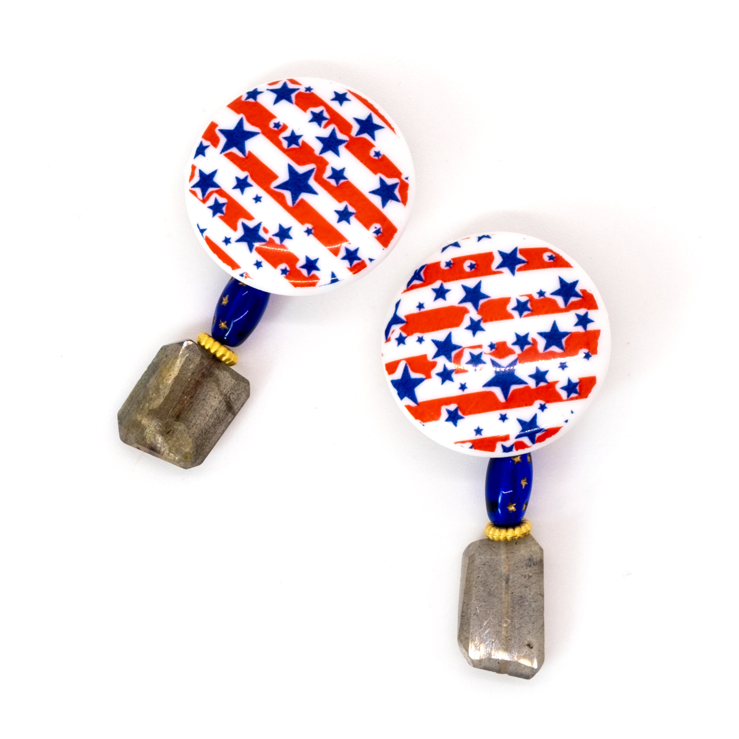 CLIP-ON DANGLE EARRINGS AMERICAN FLAG