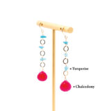 CHAIN DROP EARRINGS *PINK CHALCEDONY* - Image 4