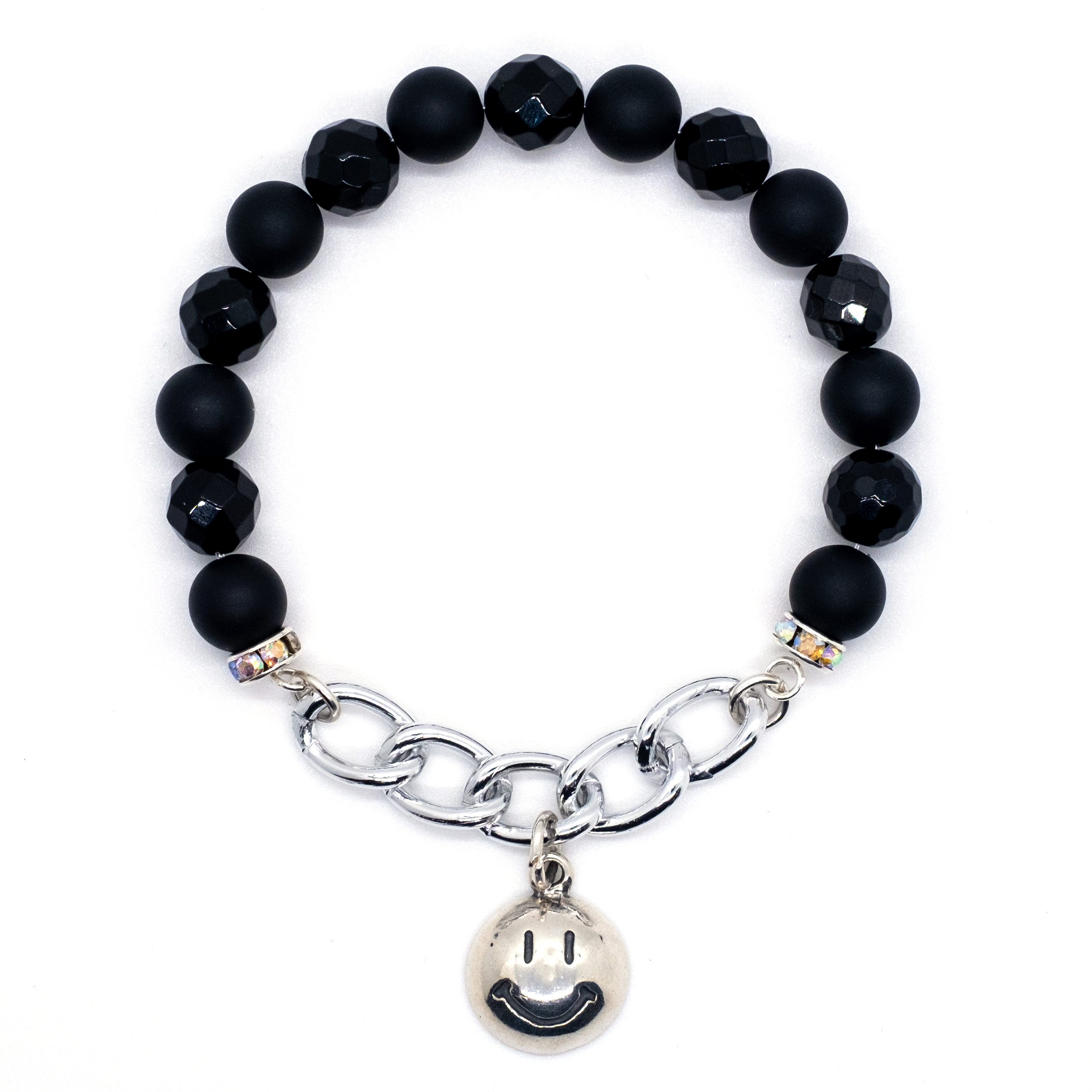 SMILEY FACE BRACELET (BLACK)