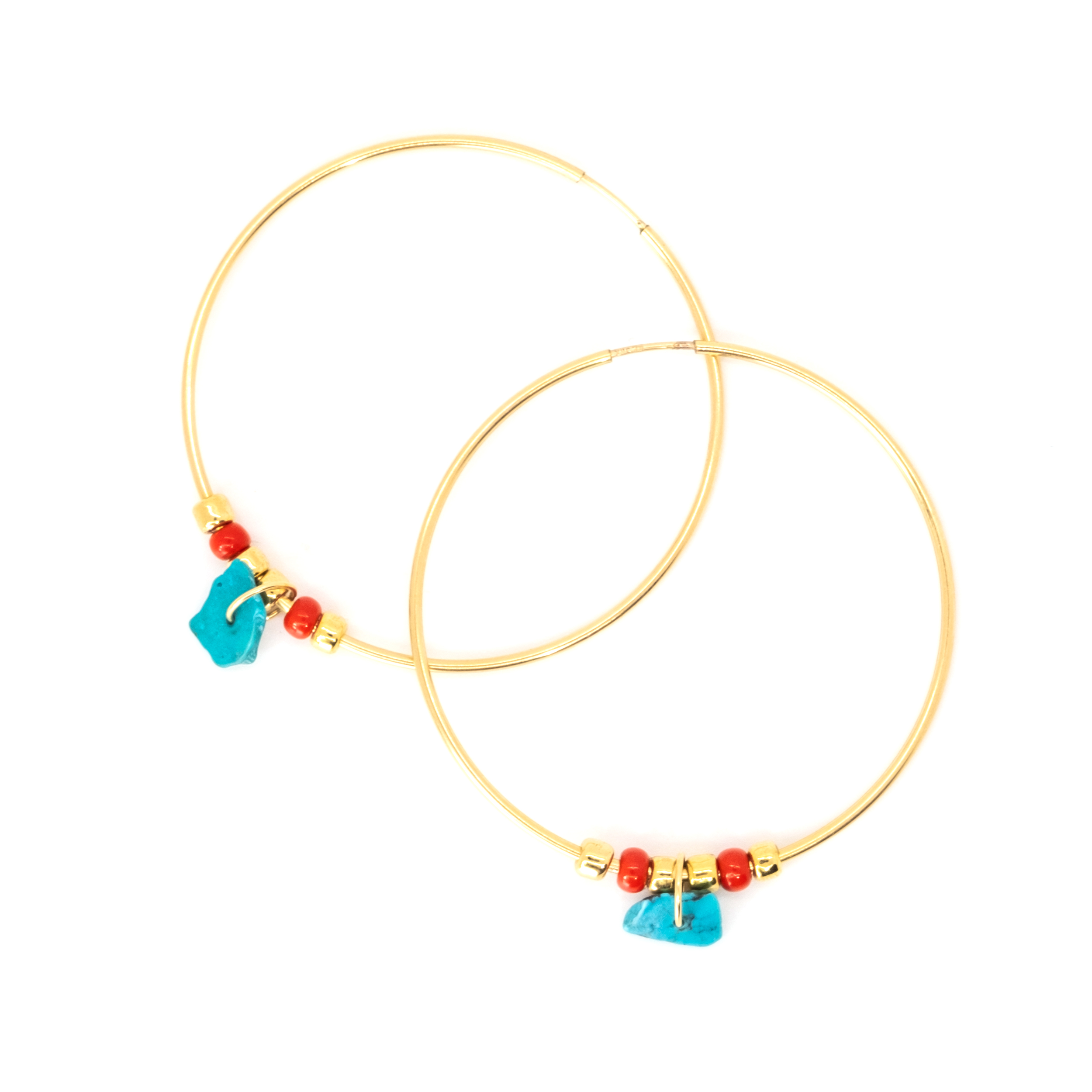 LARGE HOOP EARRINGS TURQUOISE