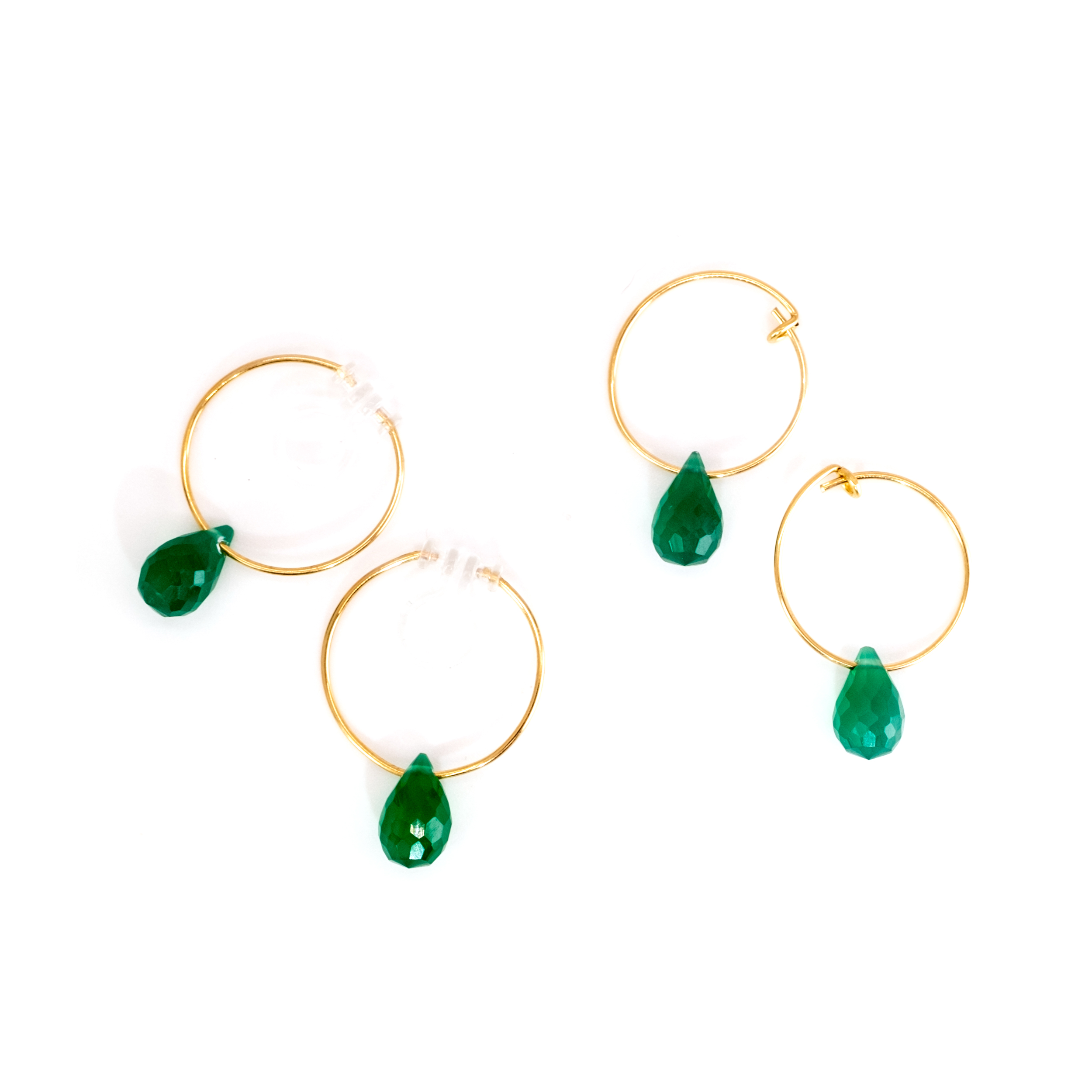 PETITE EARRINGS GREEN ONYX