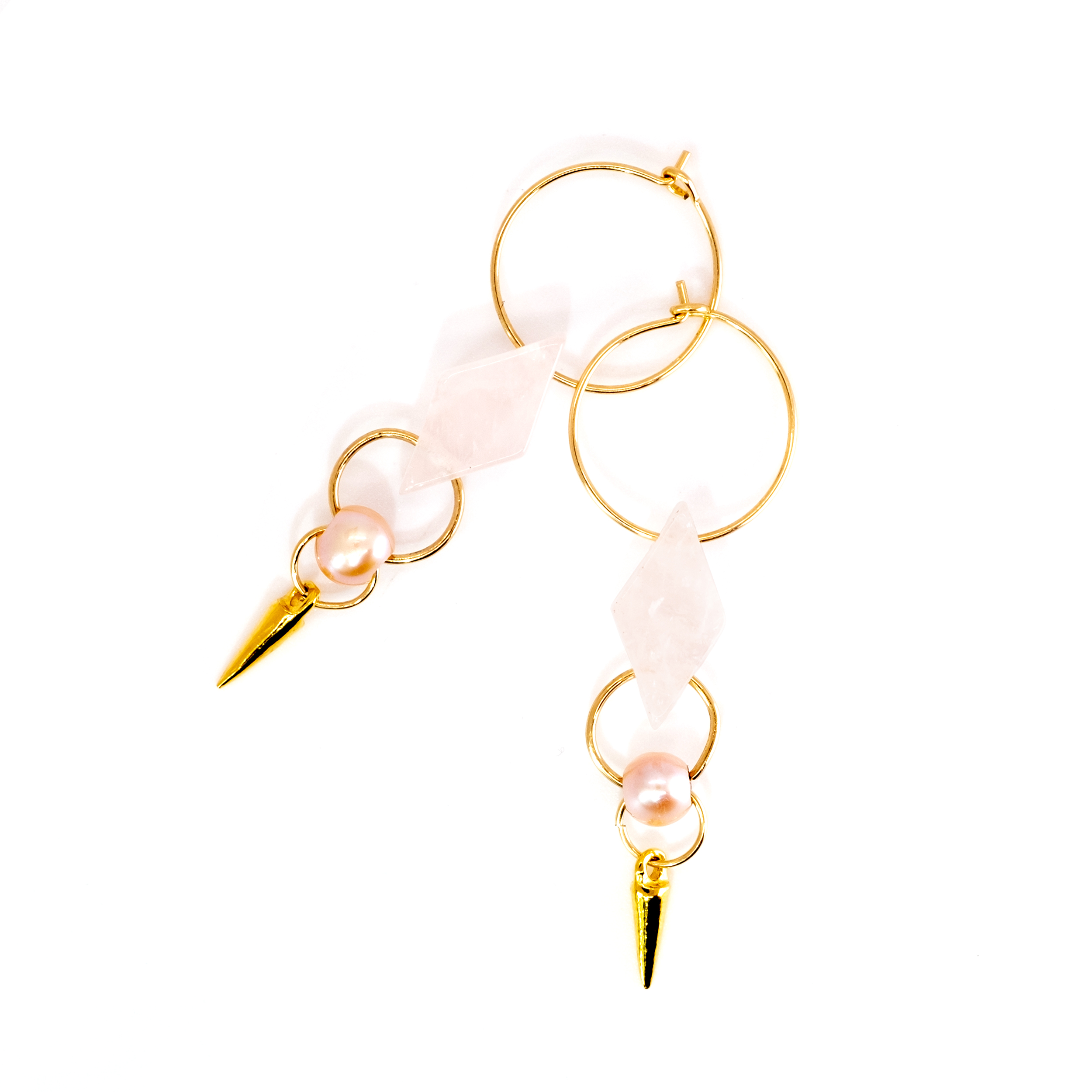 ROSE QUARTZ SPIKE EARRINGS